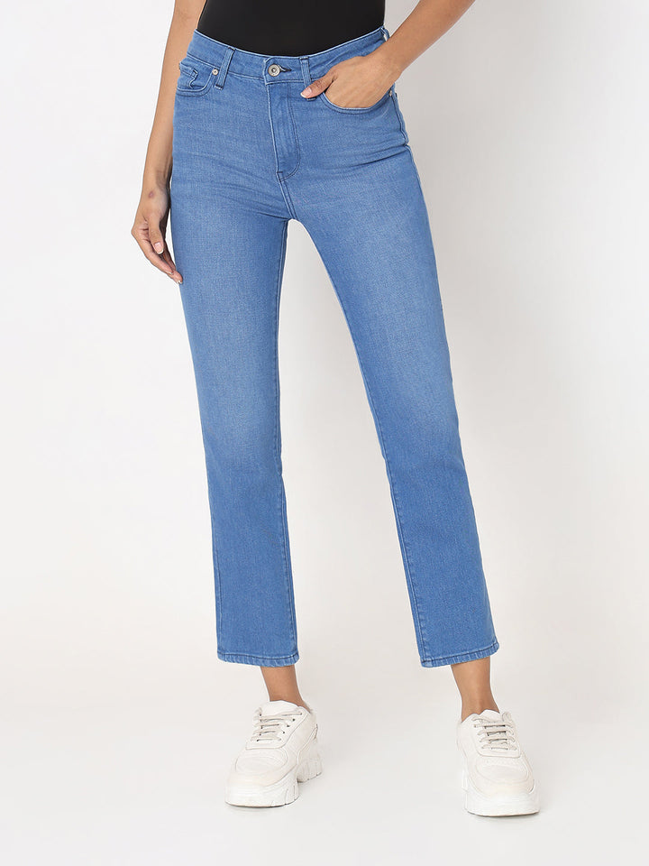 Spykar Women Cotton Slim Straight Mid Rise Jeans