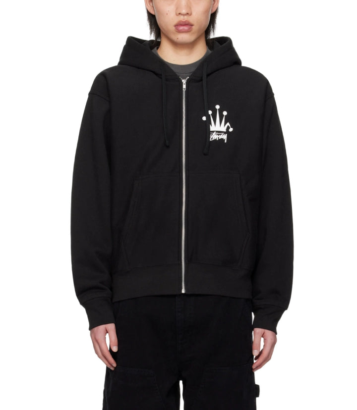 Stussy Black Regal Crown Logo Hoodie