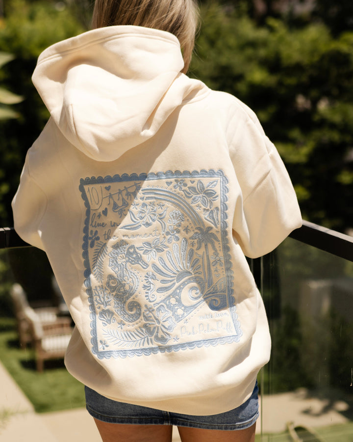 "Live in the Moment" Hoodie in Sand