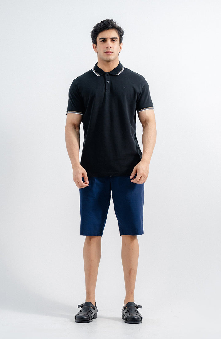 Jacquard Black Polo Shirt