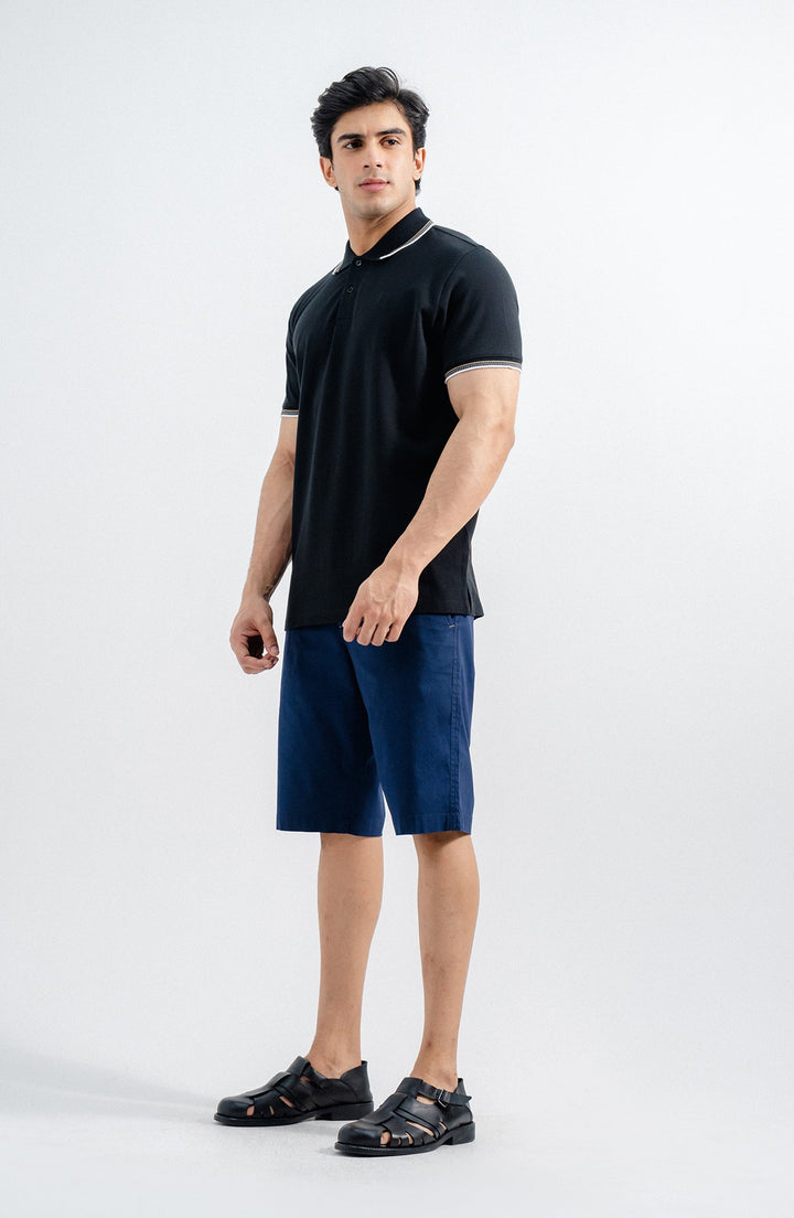Jacquard Black Polo Shirt