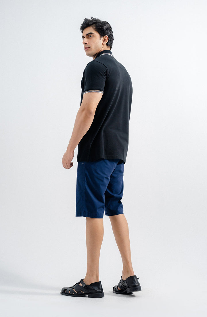 Jacquard Black Polo Shirt