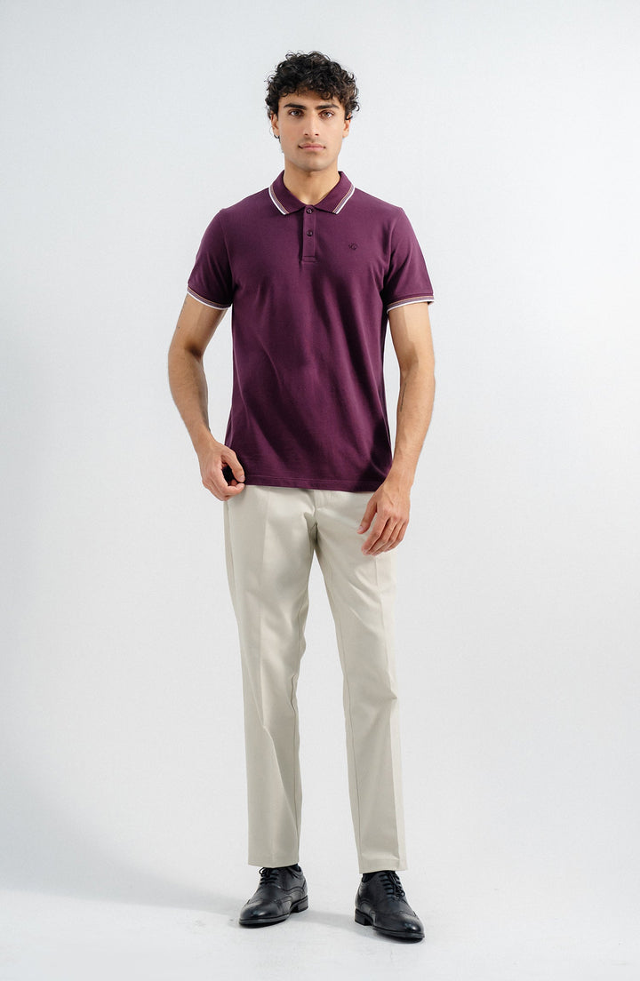 Jacquard Burgundy Polo Shirt