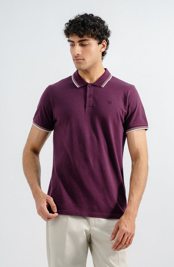 Jacquard Burgundy Polo Shirt
