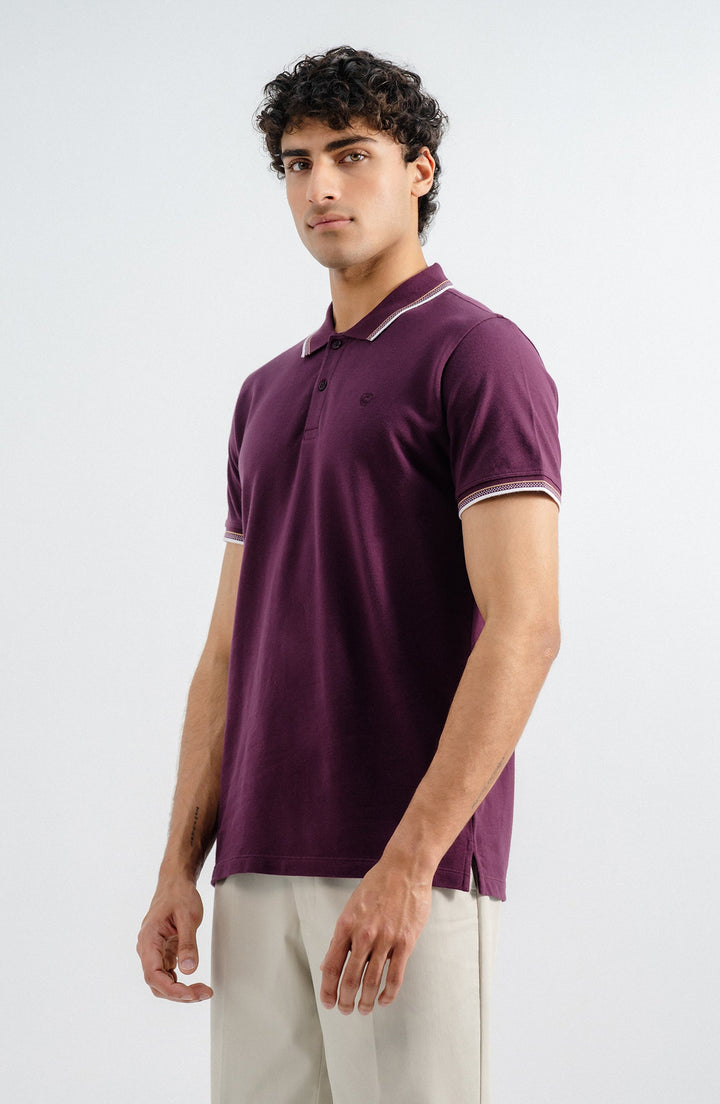 Jacquard Burgundy Polo Shirt