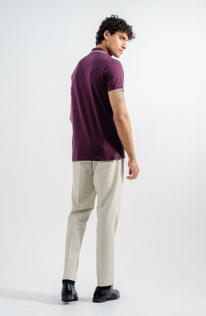 Jacquard Burgundy Polo Shirt