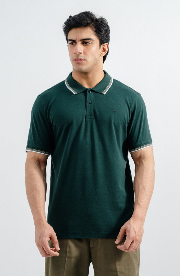 Jacquard Green Polo Shirt