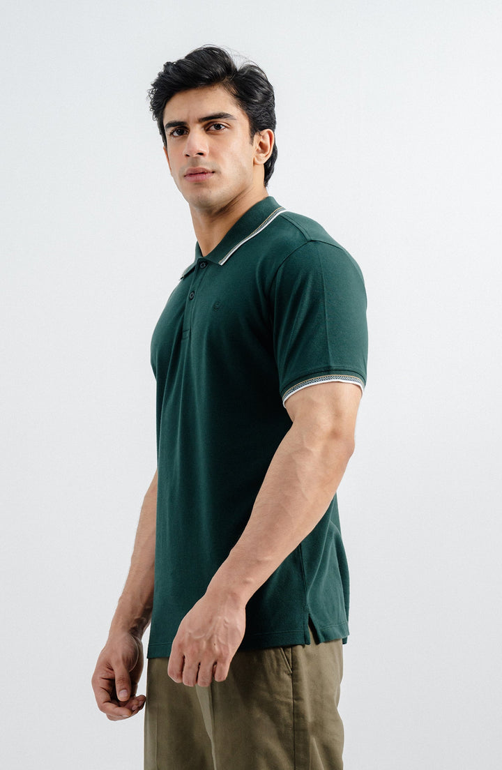 Jacquard Green Polo Shirt