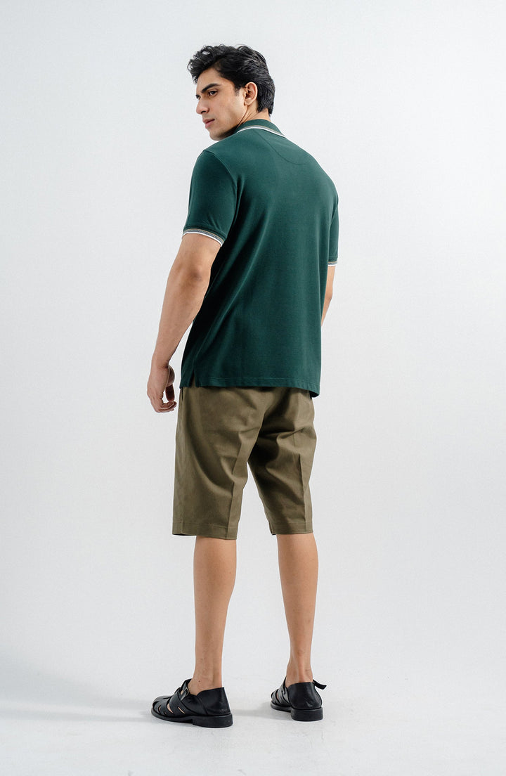Jacquard Green Polo Shirt