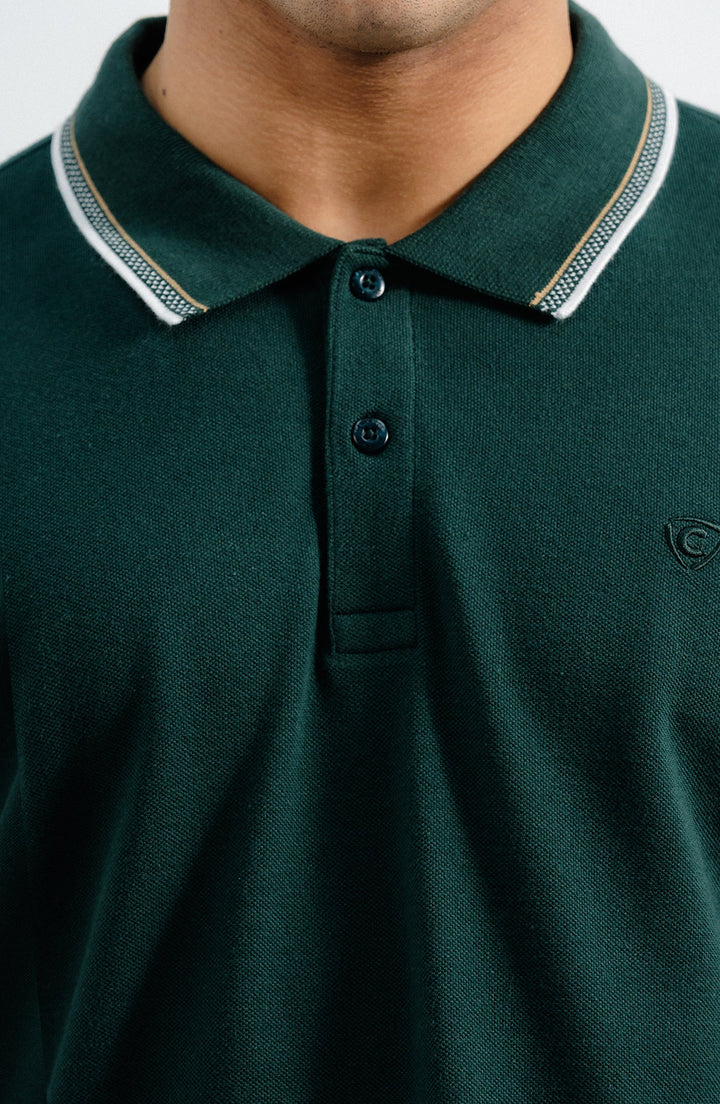 Jacquard Green Polo Shirt