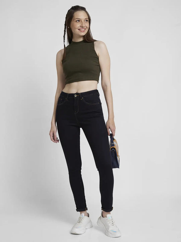 Spykar Women Dark Blue Lycra Skinny Fit Regular Length Clean Look Jeans -(Adora)