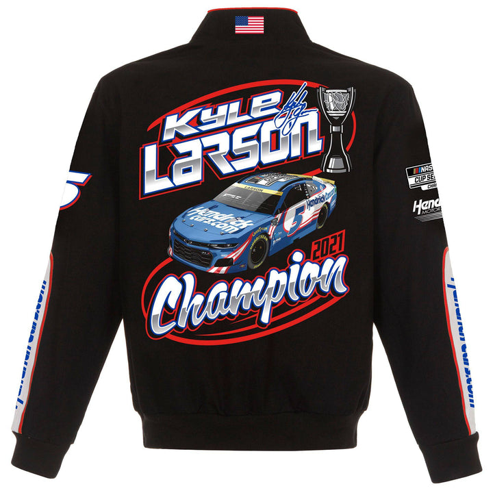Kyle Larson Champion Full-Snap Twill Cotton Jacket JH Design - - Limited Edition