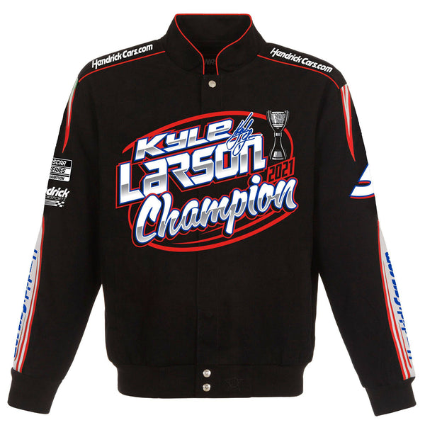 Kyle Larson Champion Full-Snap Twill Cotton Jacket JH Design - - Limited Edition