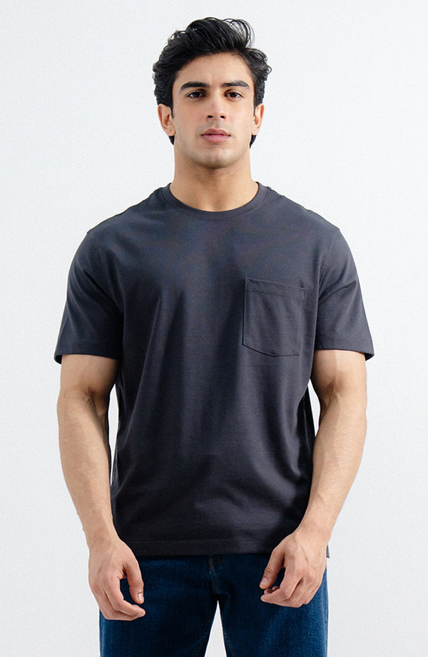 Charcoal Pocket Crew Neck T-Shirt