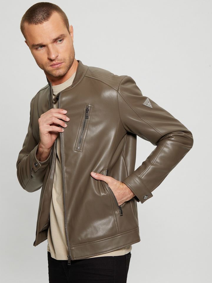 Faux-Leather Biker Jacket