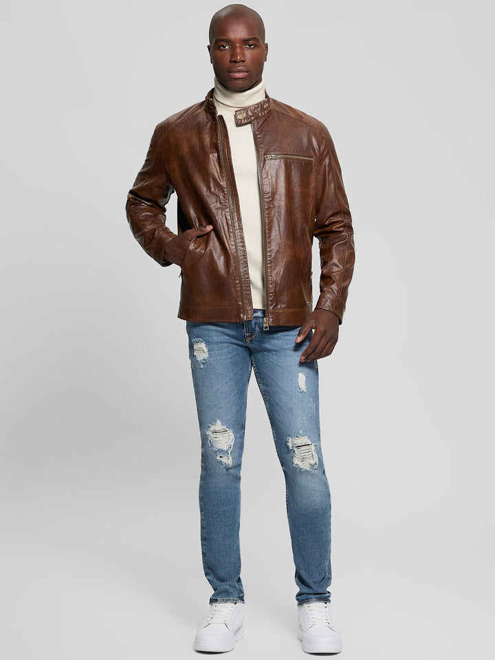 Faux-Leather Biker Jacket