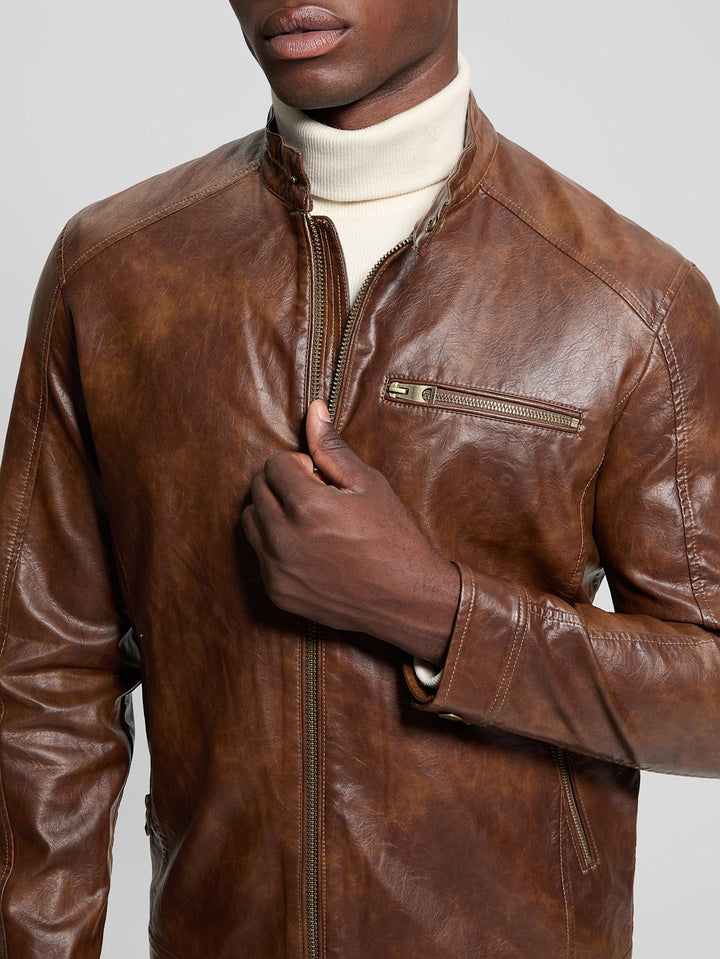 Faux-Leather Biker Jacket