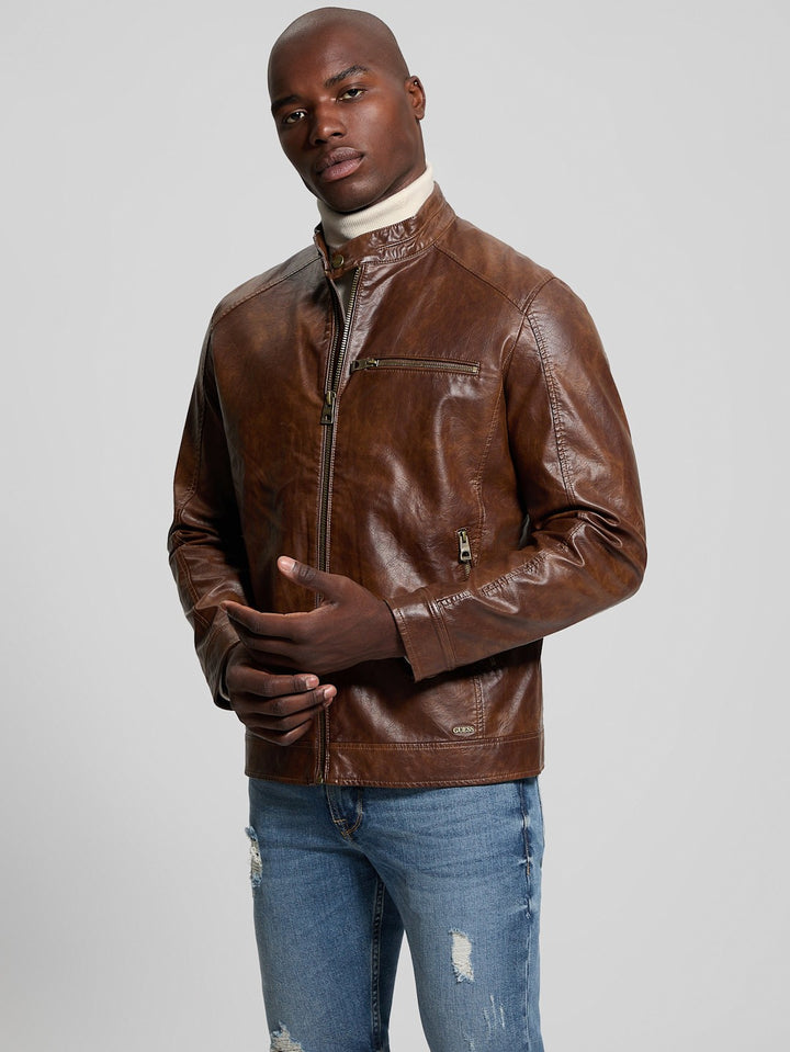 Faux-Leather Biker Jacket