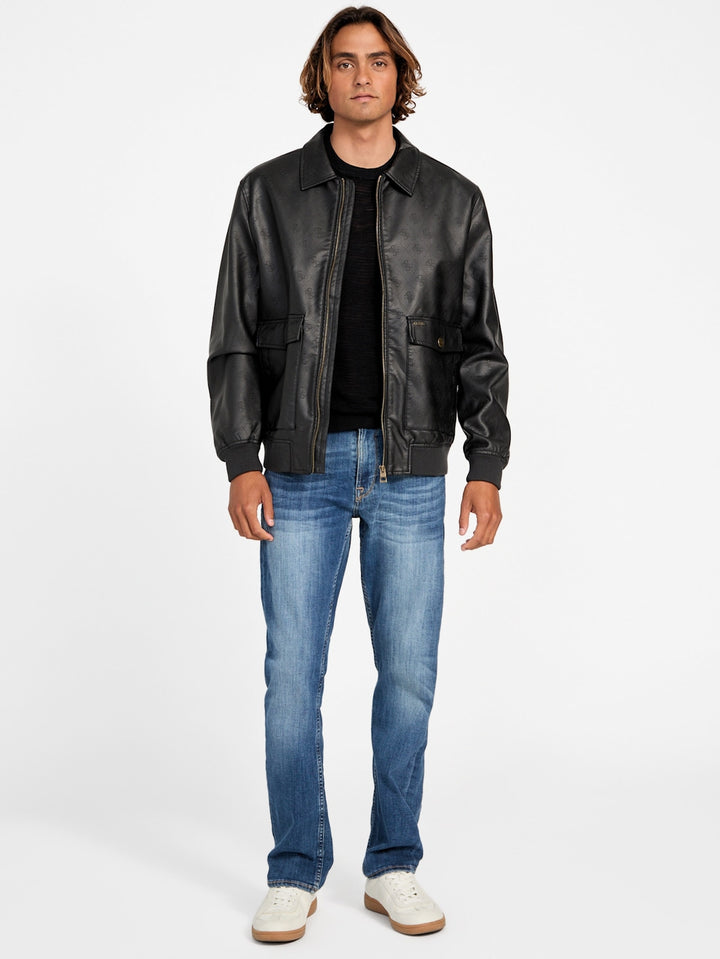 Monogram Faux-Leather Aviator Jacket
