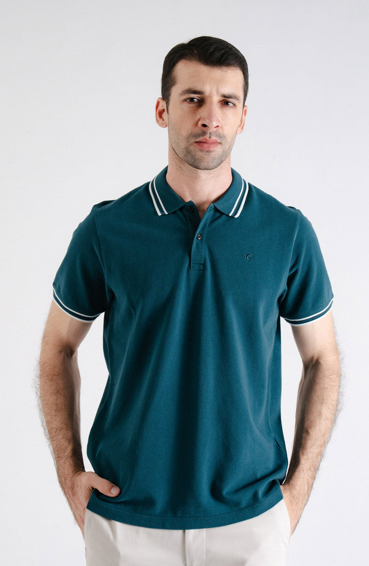 Half Sleeves Teal Polo Shirt