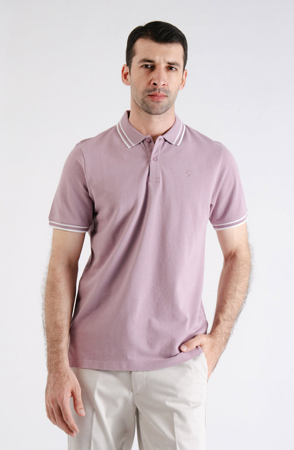 Half Sleeves Pique Lavender Polo Shirt