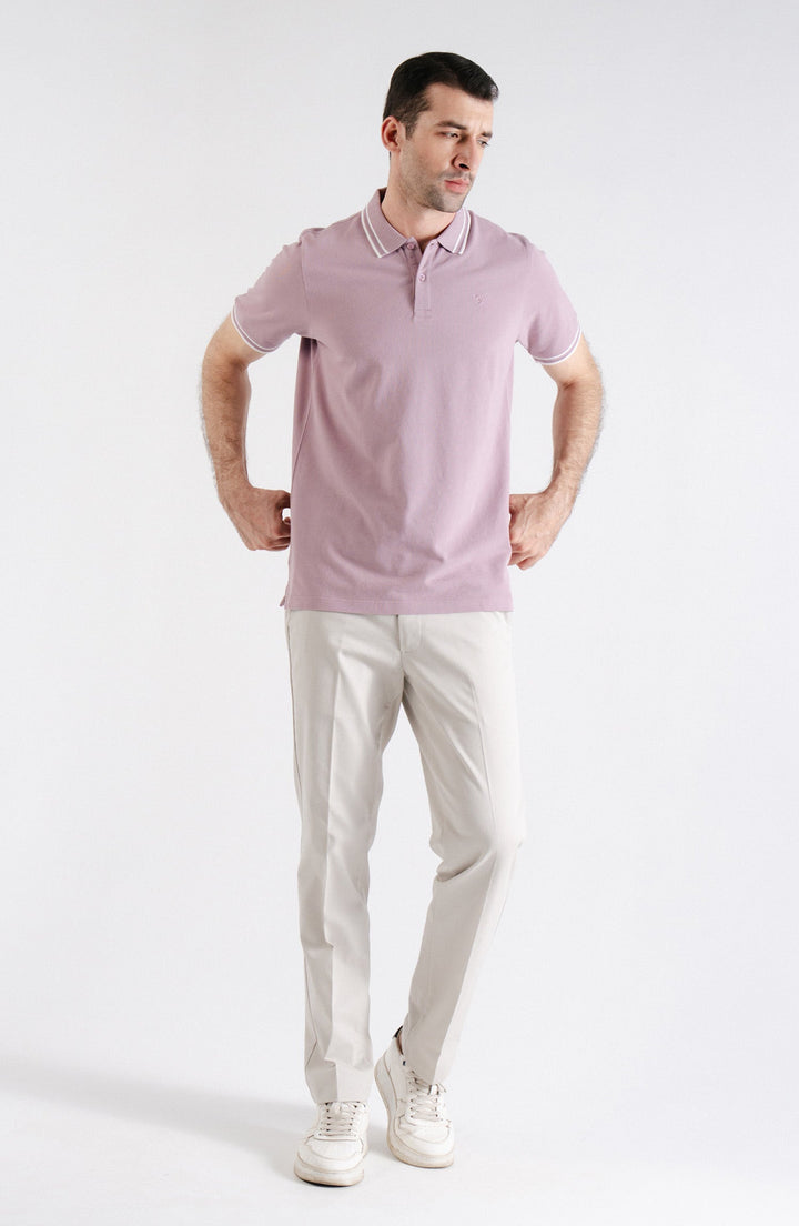 Half Sleeves Pique Lavender Polo Shirt