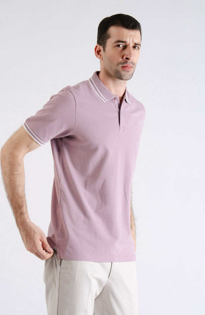 Half Sleeves Pique Lavender Polo Shirt