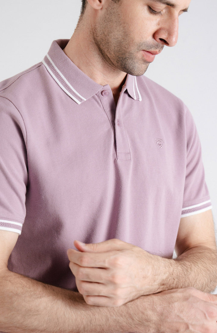Half Sleeves Pique Lavender Polo Shirt