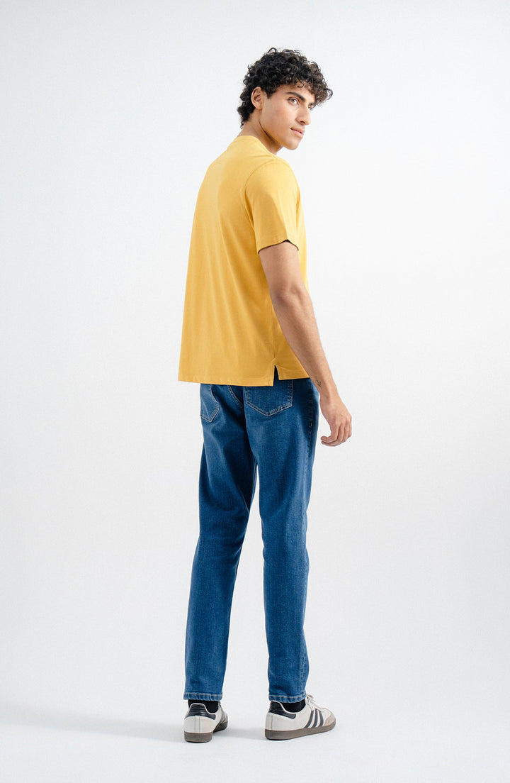 Pocket Crew Neck Yellow T-Shirt