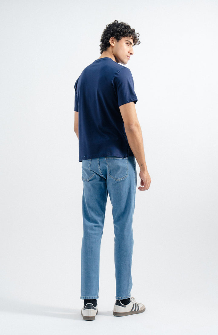 Pocket Crew Neck Navy Blue T-Shirt