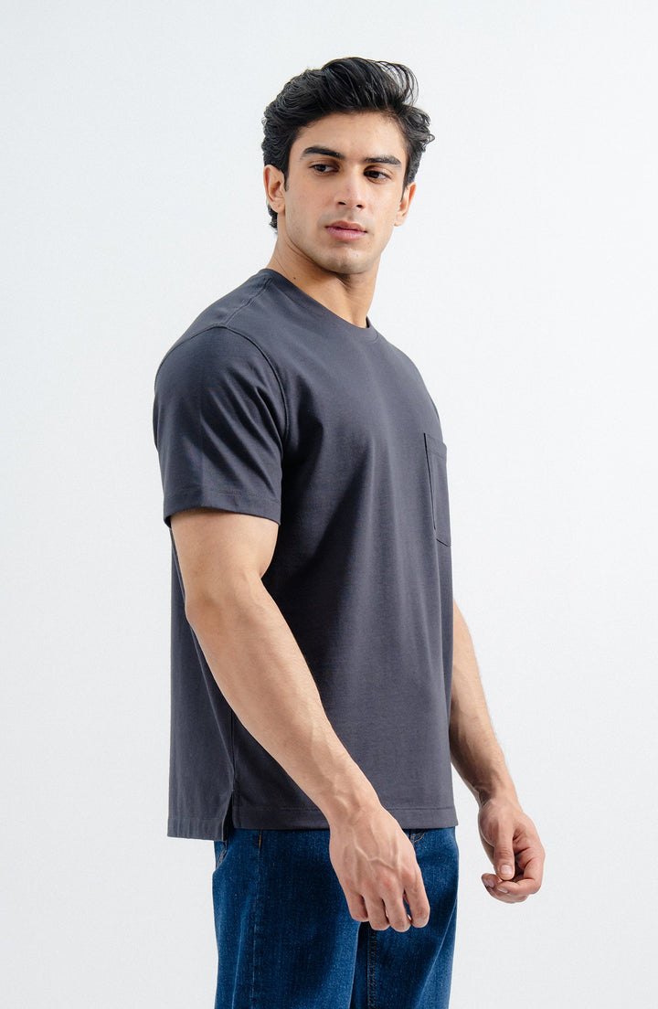 Charcoal Pocket Crew Neck T-Shirt