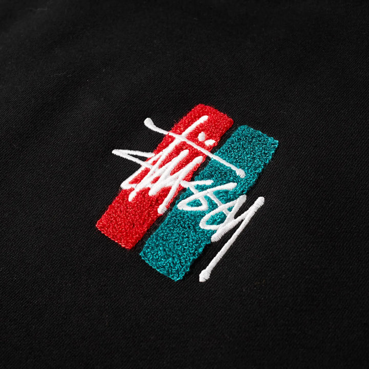 Stussy Bars Logo Appliqué Black Hoodie