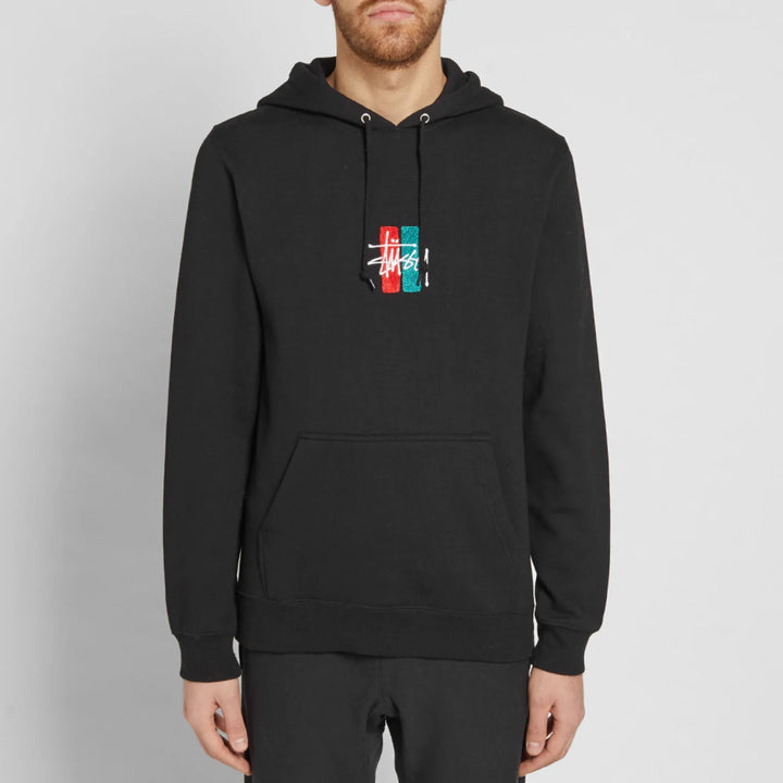 Stussy Bars Logo Appliqué Black Hoodie
