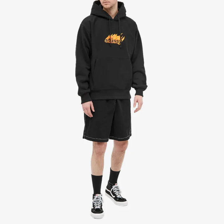 Stussy Black Flames Terry Hoodie