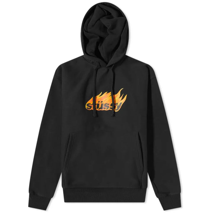 Stussy Black Flames Terry Hoodie