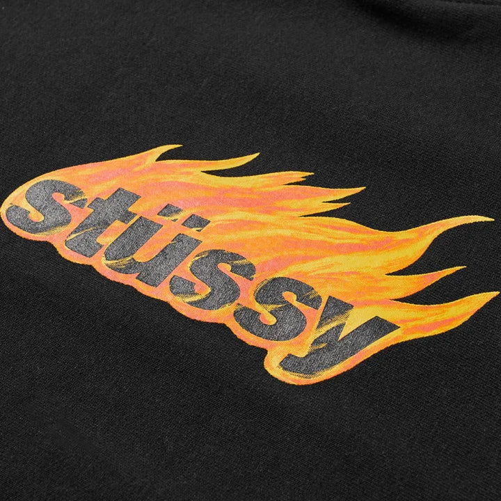 Stussy Black Flames Terry Hoodie
