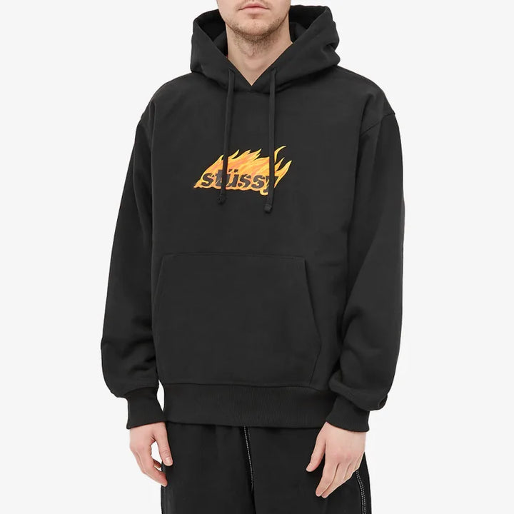 Stussy Black Flames Terry Hoodie