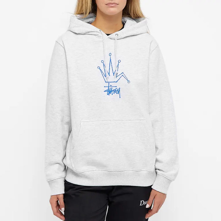 Stussy Broken Crown Embroidered Ash Hoodie