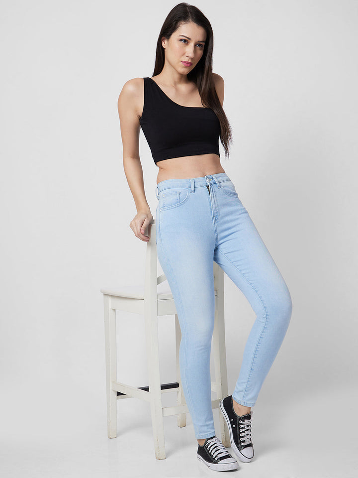 Spykar High Rise Skinny Fit Blue Jeans For Women