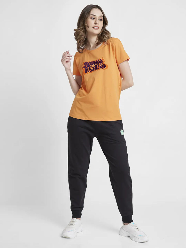 Spykar Apricot Crush Regular Fit Casual T-Shirts For Women