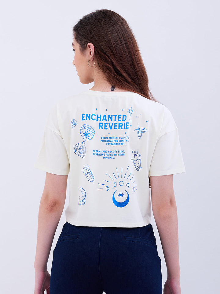 Spykar New Off White Boxy Fit Casual T-Shirts For Women