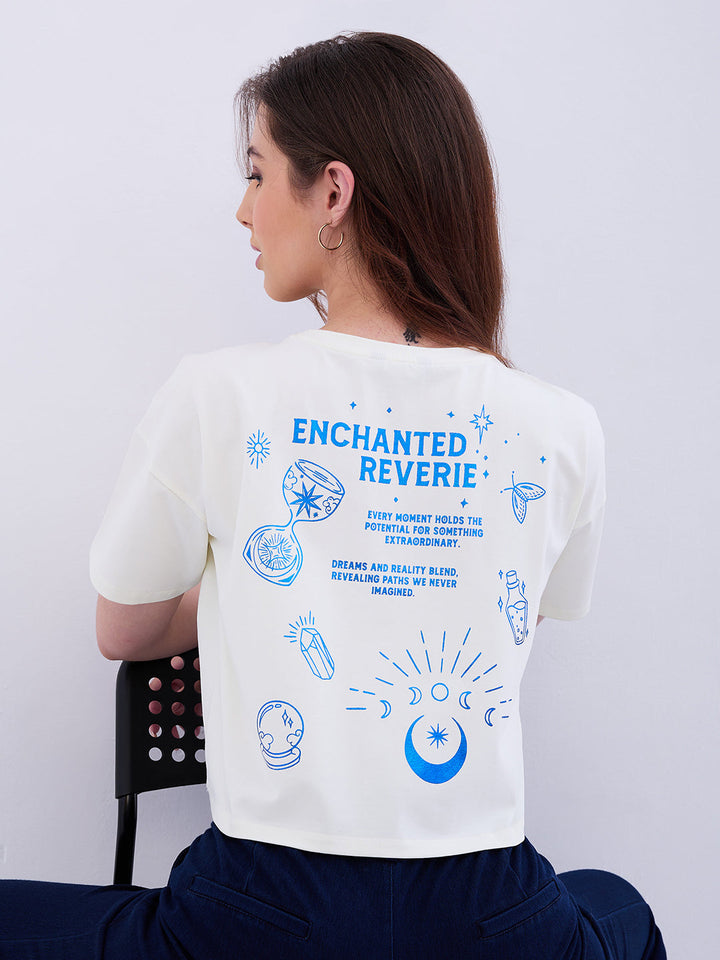 Spykar New Off White Boxy Fit Casual T-Shirts For Women