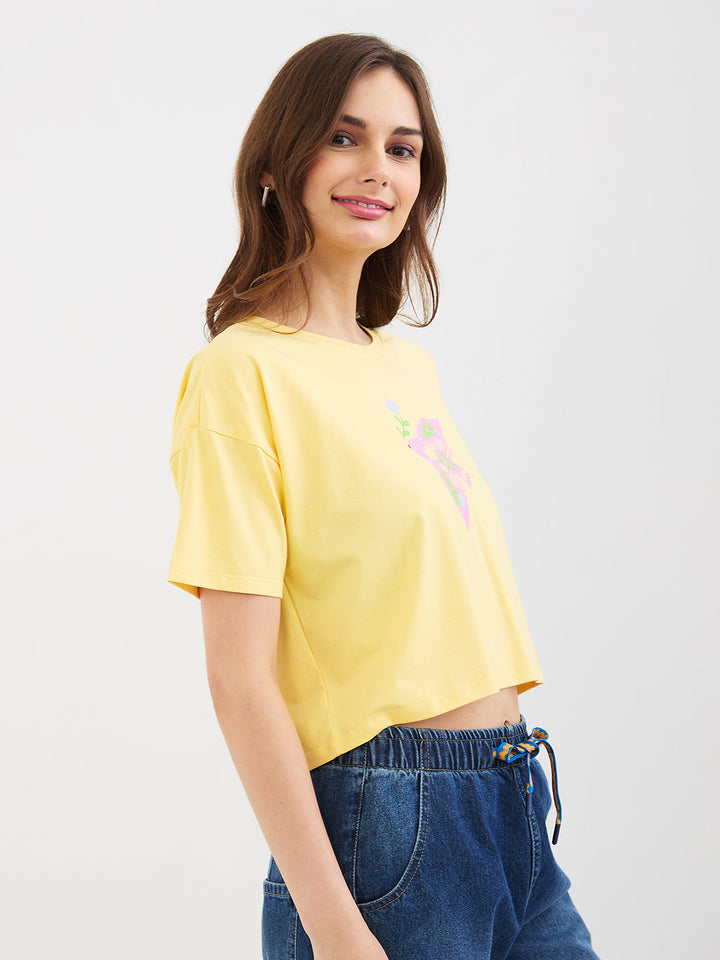 Spykar Panacotta Yellow Boxy Fit Casual For Women
