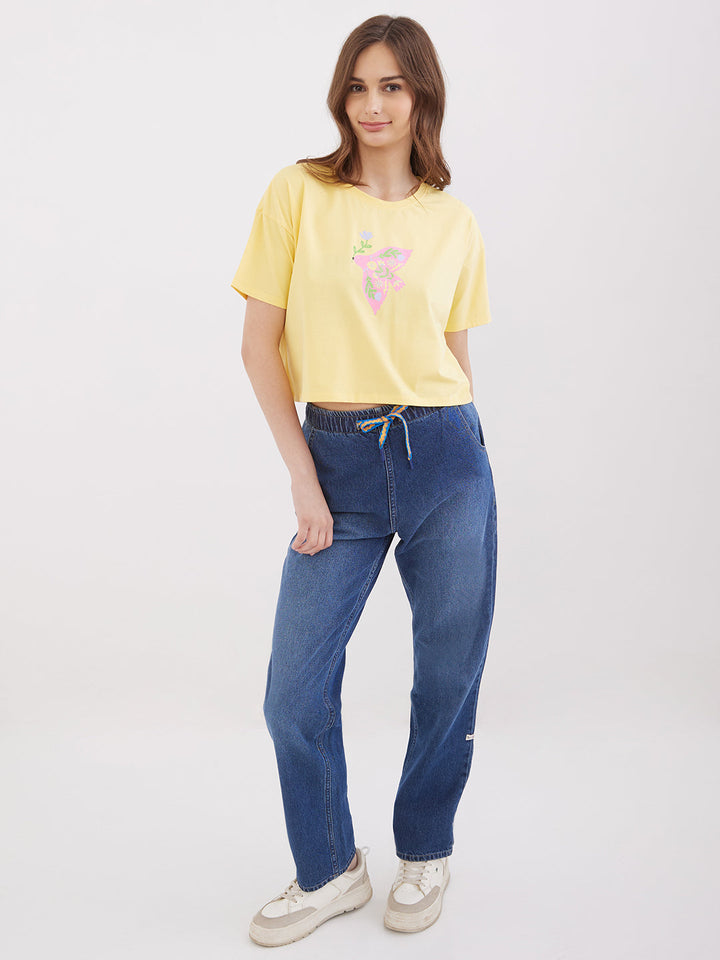 Spykar Panacotta Yellow Boxy Fit Casual For Women