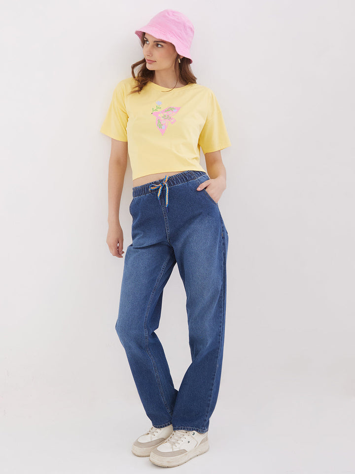 Spykar Panacotta Yellow Boxy Fit Casual For Women