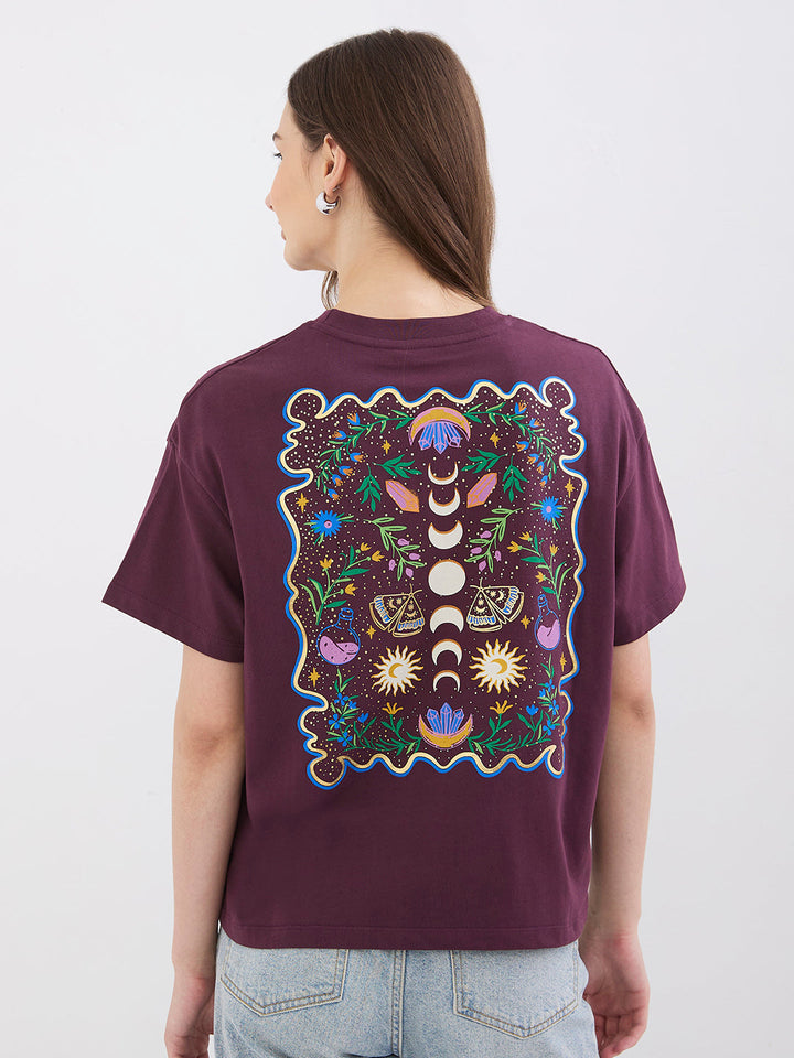 Spykar Cherry Lacquer Oversize Fit Casual T-Shirts For Women