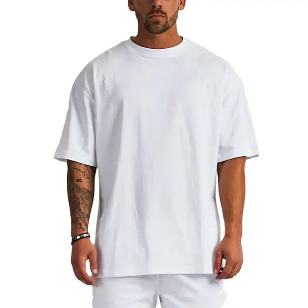 Plain White Drop Shoulder T-Shirt For Mens
