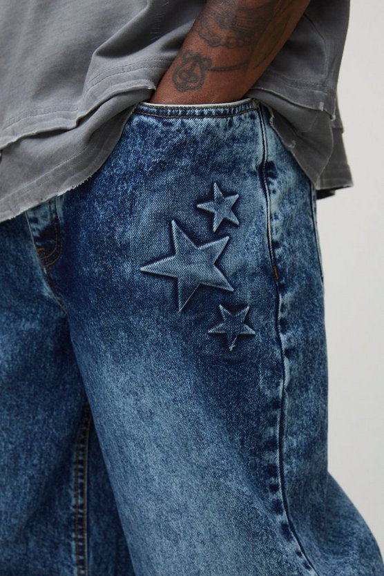 Tall Star Embossed Relaxed Fit Jeans