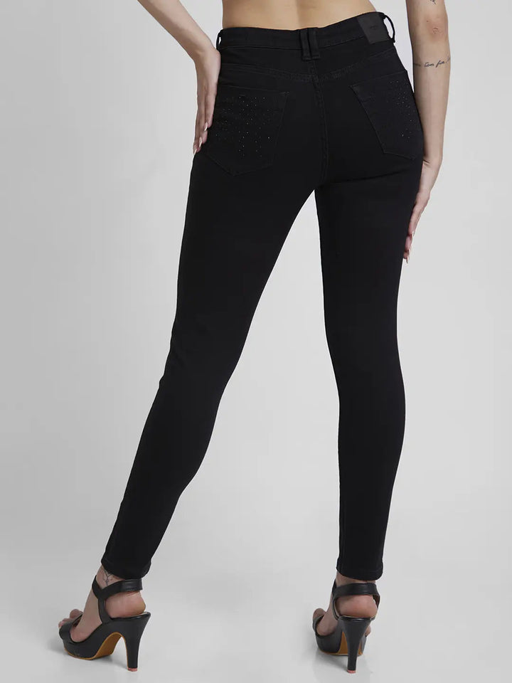 Spykar Women Black Lycra Super Skinny Fit Ankle Length Clean Look Jeans -(Alexa)