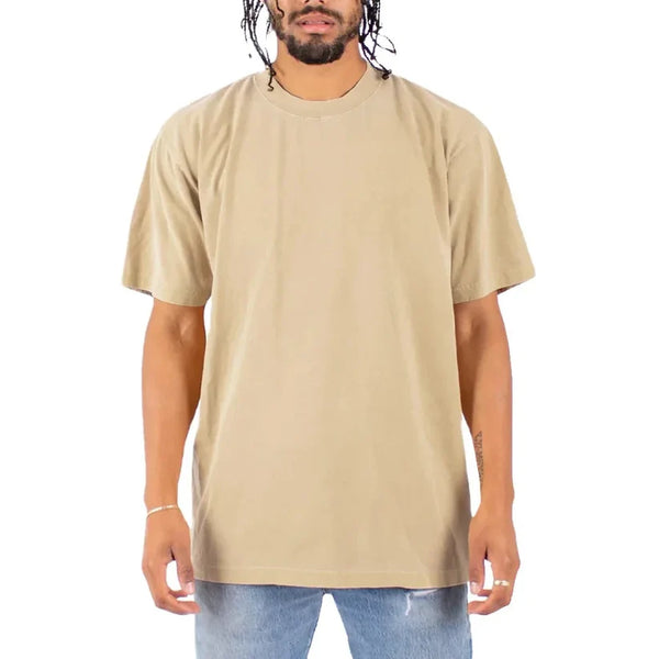 Rivon | Plain Beige Drop Shoulder T-Shirt For Mens